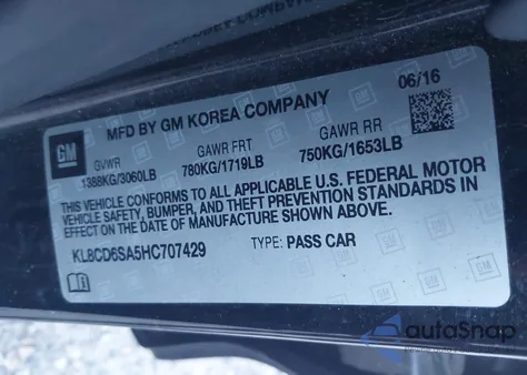 2017 Chevrolet Spark 1Lt Cvt from USA, damaged, VIN KL8CD6SA5HC707429